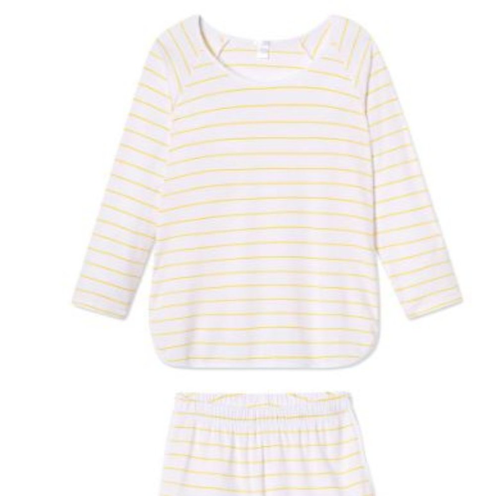 Pima Long-Short Set in Striped Yellow